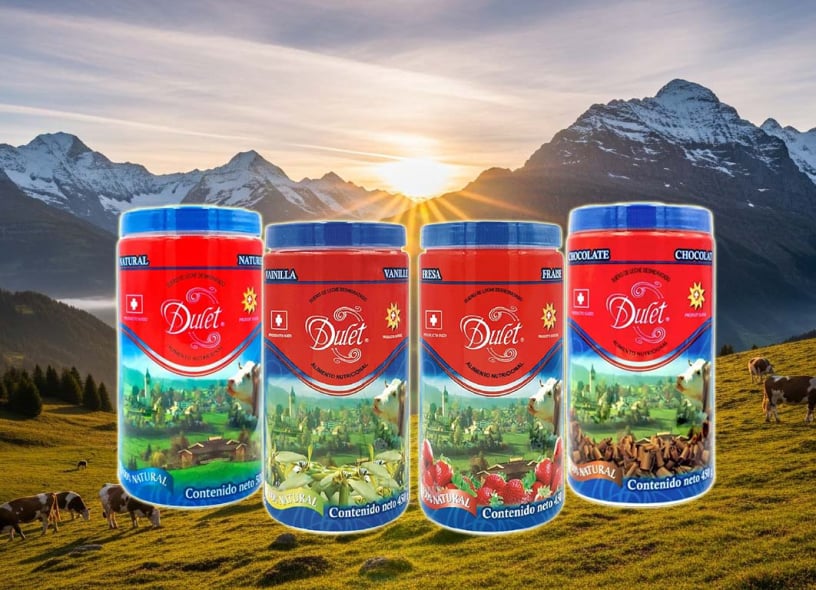 Dulet en 4 Sabores: Natural, Chocolate, Fresa y Vainilla